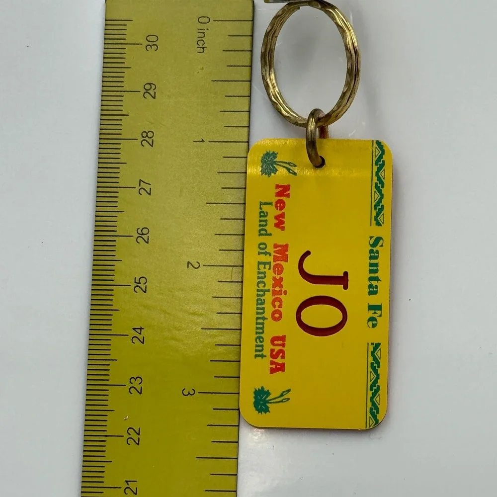 Vintage New Mexico License Plate Keychain Jo Santa Fe Land‎ Travel Souvenir